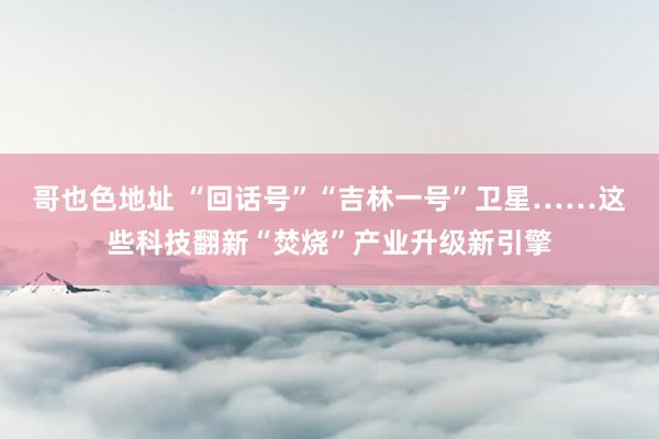 哥也色地址 “回话号”“吉林一号”卫星……这些科技翻新“焚烧”产业升级新引擎