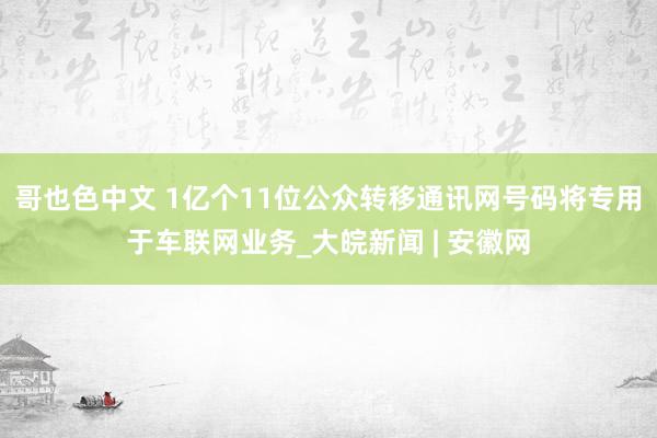 哥也色中文 1亿个11位公众转移通讯网号码将专用于车联网业务_大皖新闻 | 安徽网