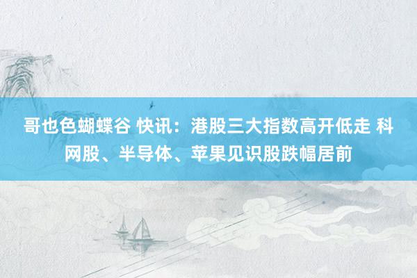 哥也色蝴蝶谷 快讯：港股三大指数高开低走 科网股、半导体、苹果见识股跌幅居前