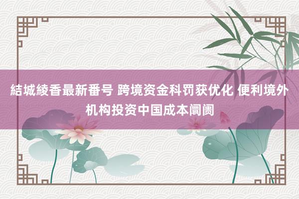 結城綾香最新番号 跨境资金科罚获优化 便利境外机构投资中国成本阛阓