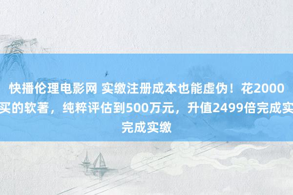 快播伦理电影网 实缴注册成本也能虚伪！花2000元买的软著，纯粹评估到500万元，升值2499倍完成实缴