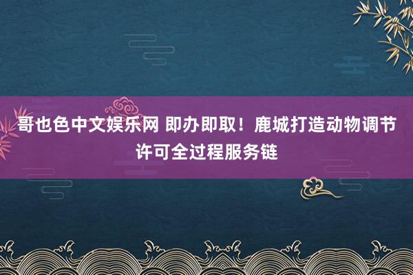 哥也色中文娱乐网 即办即取！鹿城打造动物调节许可全过程服务链