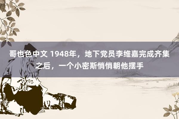 哥也色中文 1948年，地下党员李维嘉完成齐集之后，一个小密斯悄悄朝他摆手