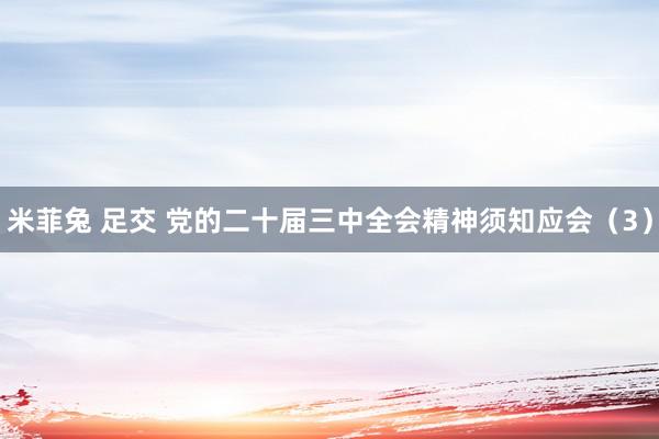 米菲兔 足交 党的二十届三中全会精神须知应会（3）